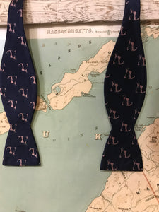 Navy Blue and Pink Cape Cod and the Islands "Twill" Bow Tie- 100% Silk