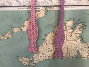 Pink and Navy Blue Cape Cod and the Islands Bow tie- 100% Silk