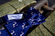 Load image into Gallery viewer, Navy Blue and Pink Cape Cod and the Islands Bow Tie-100% Silk