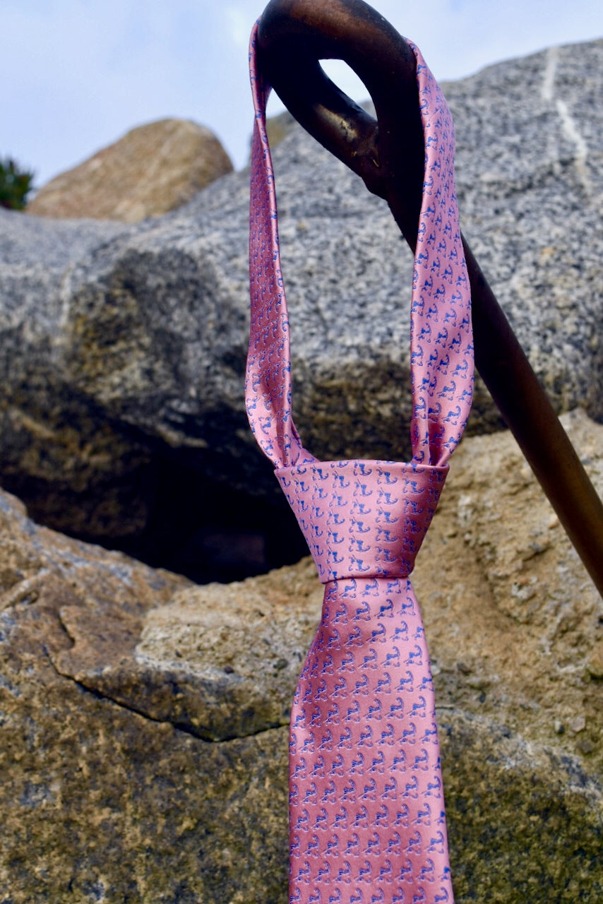 Pink and Navy Blue Cape Cod and the Islands Necktie- 100% Silk