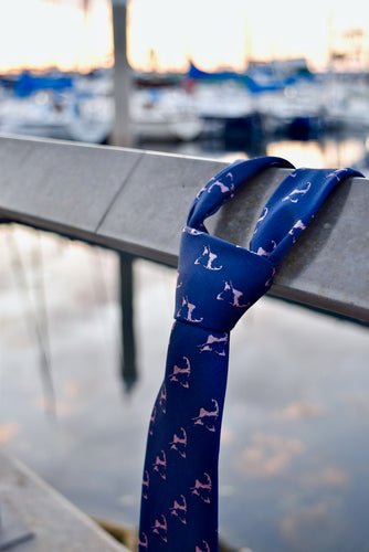 Navy Blue and Pink Cape Cod and the Islands Neck tie- 100% Silk