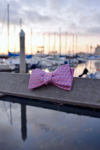 Load image into Gallery viewer, Pink and Navy Blue Cape Cod and the Islands Bow tie- 100% Silk