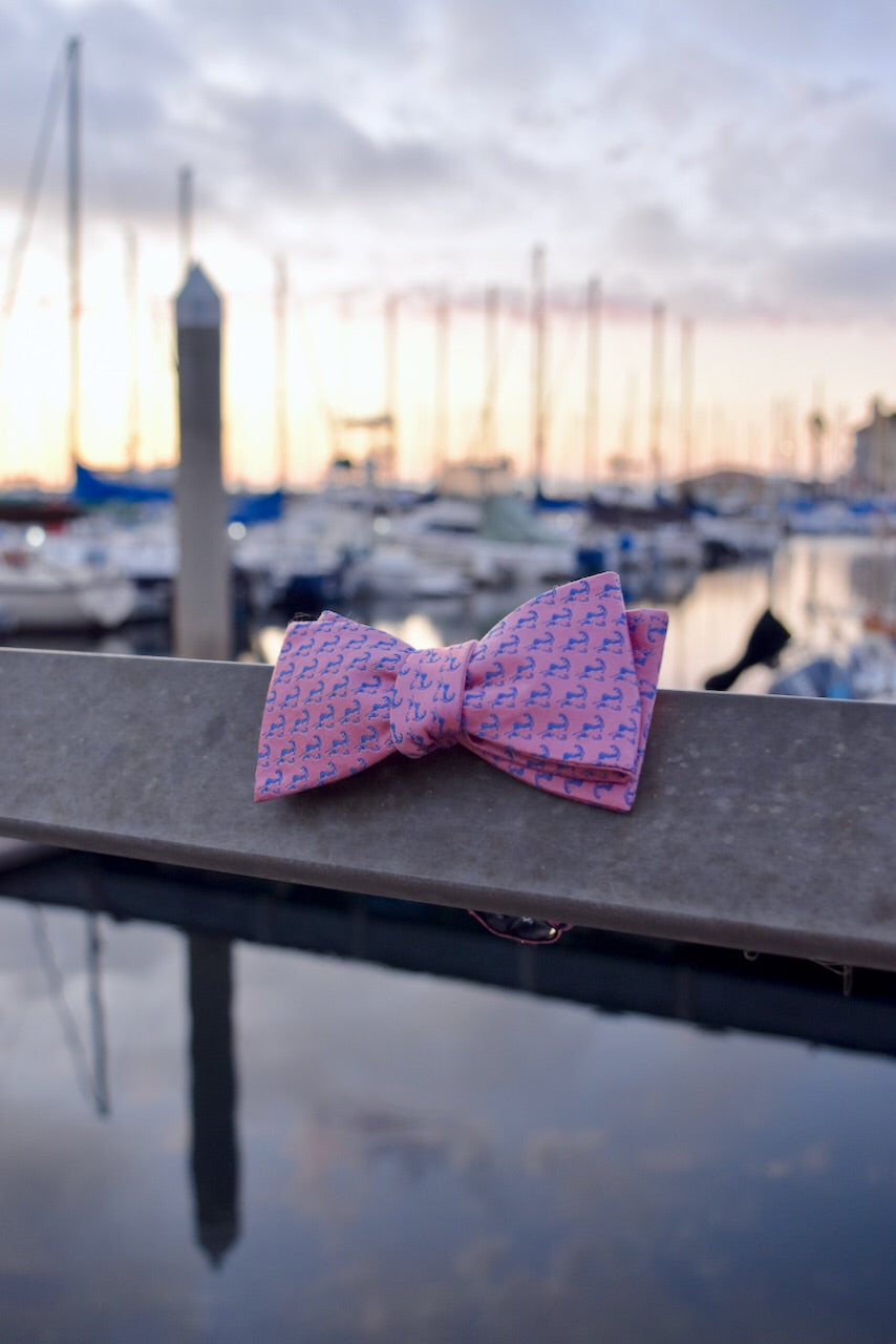 Pink and Navy Blue Cape Cod and the Islands Bow tie- 100% Silk
