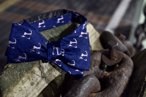 Navy Blue and Pink Cape Cod and the Islands Bow Tie-100% Silk